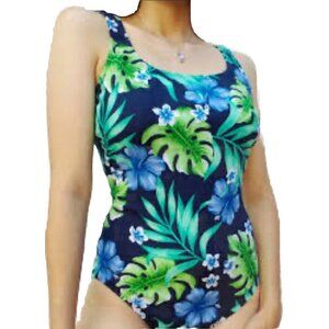 Kathy Ireland Bikini Sz 10 Women’s Tropical Print open back one-pieces Swimwear